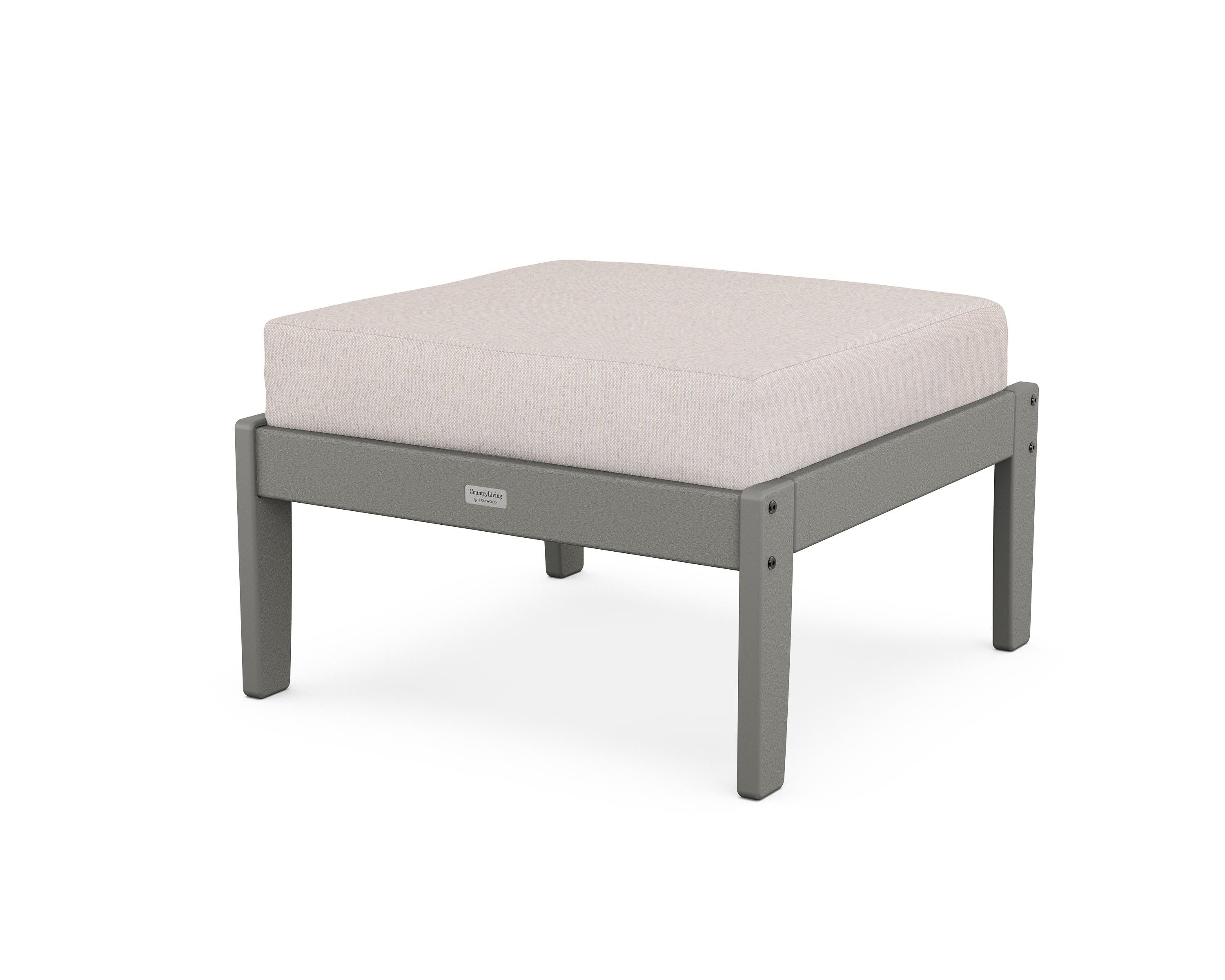 Country Living Cottage Deep Seating Ottoman in Slate Grey / Dune Burlap
