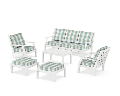Country Living Wovendale 6-Piece Lounge Sofa Set in White / Buffalo Plaid Glacier Spa