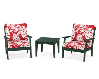 POLYWOOD® Braxton 3-Piece Deep Seating Set in Green / Leaf Crimson
