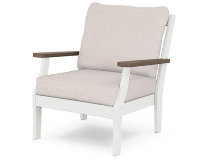 POLYWOOD® Braxton Deep Seating Chair in White / Kona / Dune Burlap
