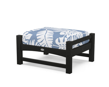 POLYWOOD® Club Ottoman in Black / Leaf Sky Blue