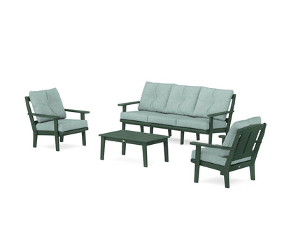 POLYWOOD® Mission 4-Piece Deep Seating Set with Sofa in Green / Glacier Spa