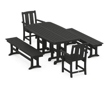 POLYWOOD® Mission 5-Piece Dining Set with Benches in Black