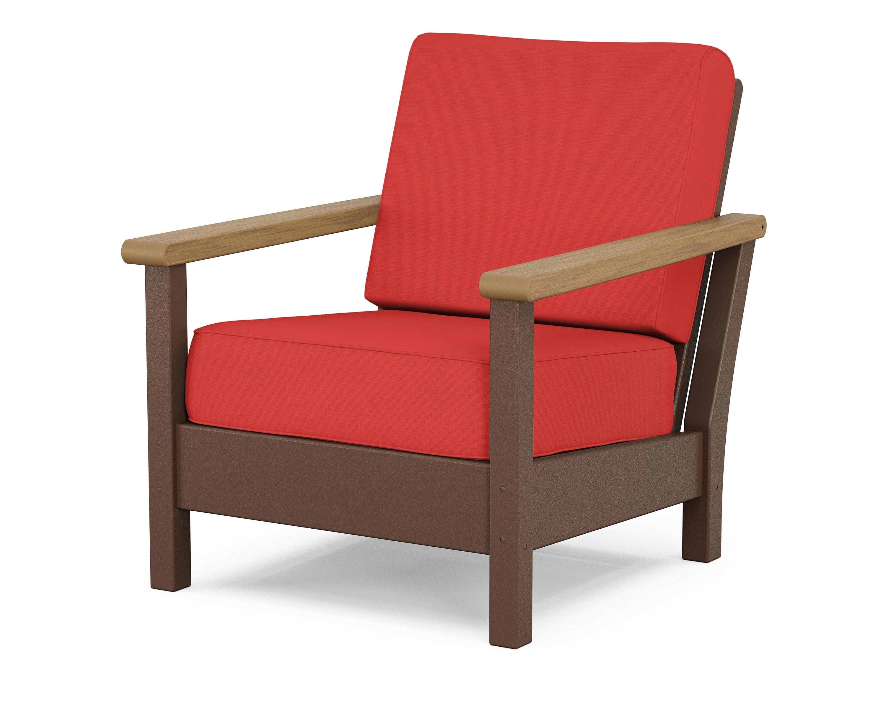 POLYWOOD® Harbour Deep Seating Chair in Mahogany / Natural / Crimson Linen