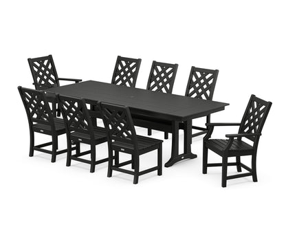 Country Living Wovendale 9-Piece Farmhouse Dining Set with Trestle Legs in Black
