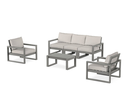 POLYWOOD® EDGE Sectional 4-Piece Deep Seating Set with Sofa in Slate Grey / Cast Ash