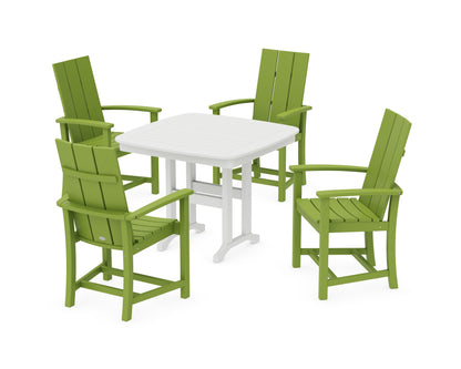 POLYWOOD® Modern Adirondack 5-Piece Dining Set in Lime / White