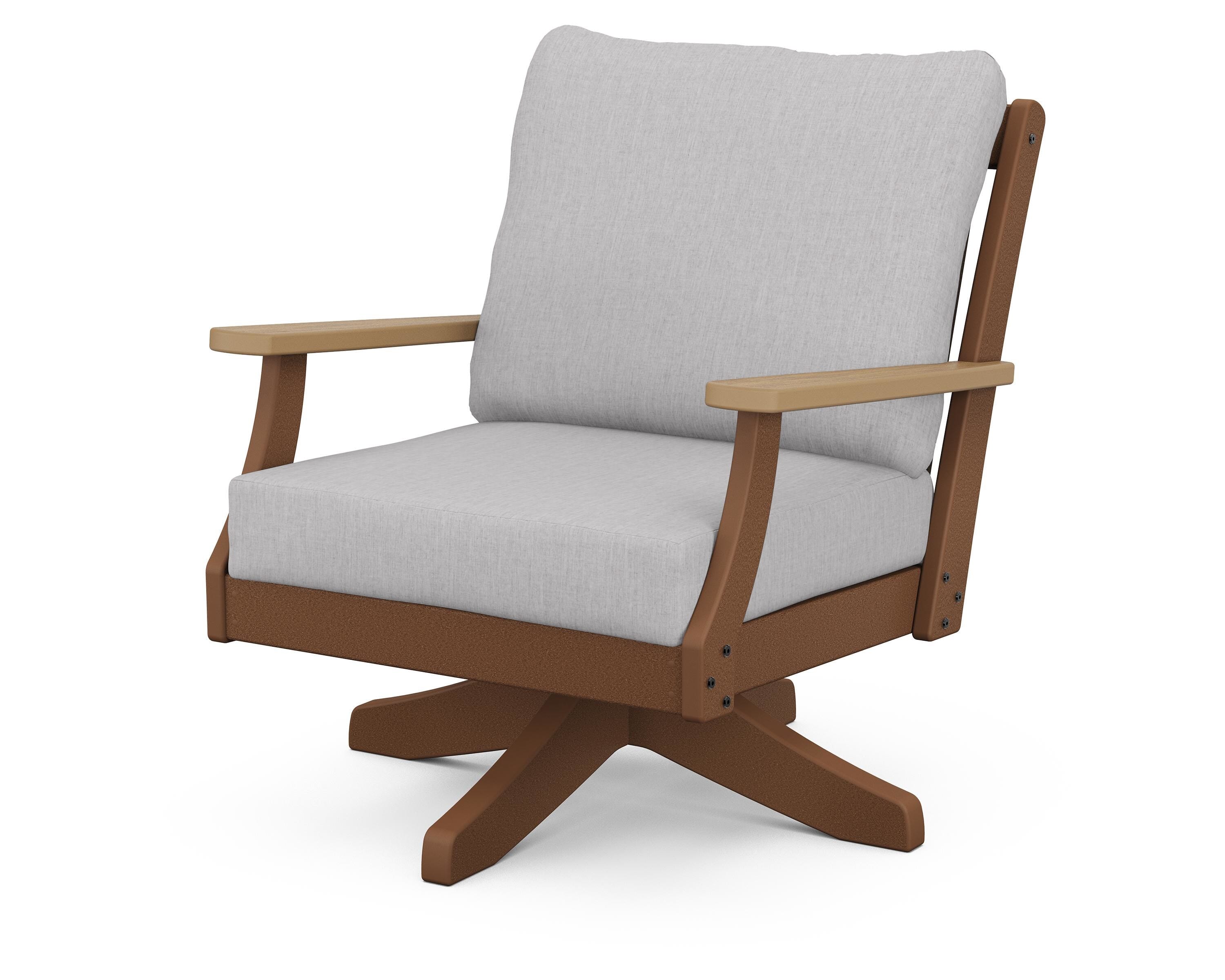 POLYWOOD® Braxton Deep Seating Swivel Chair in Teak / Natural / Granite