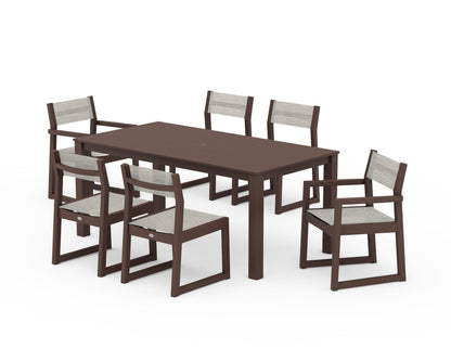 POLYWOOD® EDGE Sling 7-Piece Parsons Dining Set in Mahogany / Birch Sling
