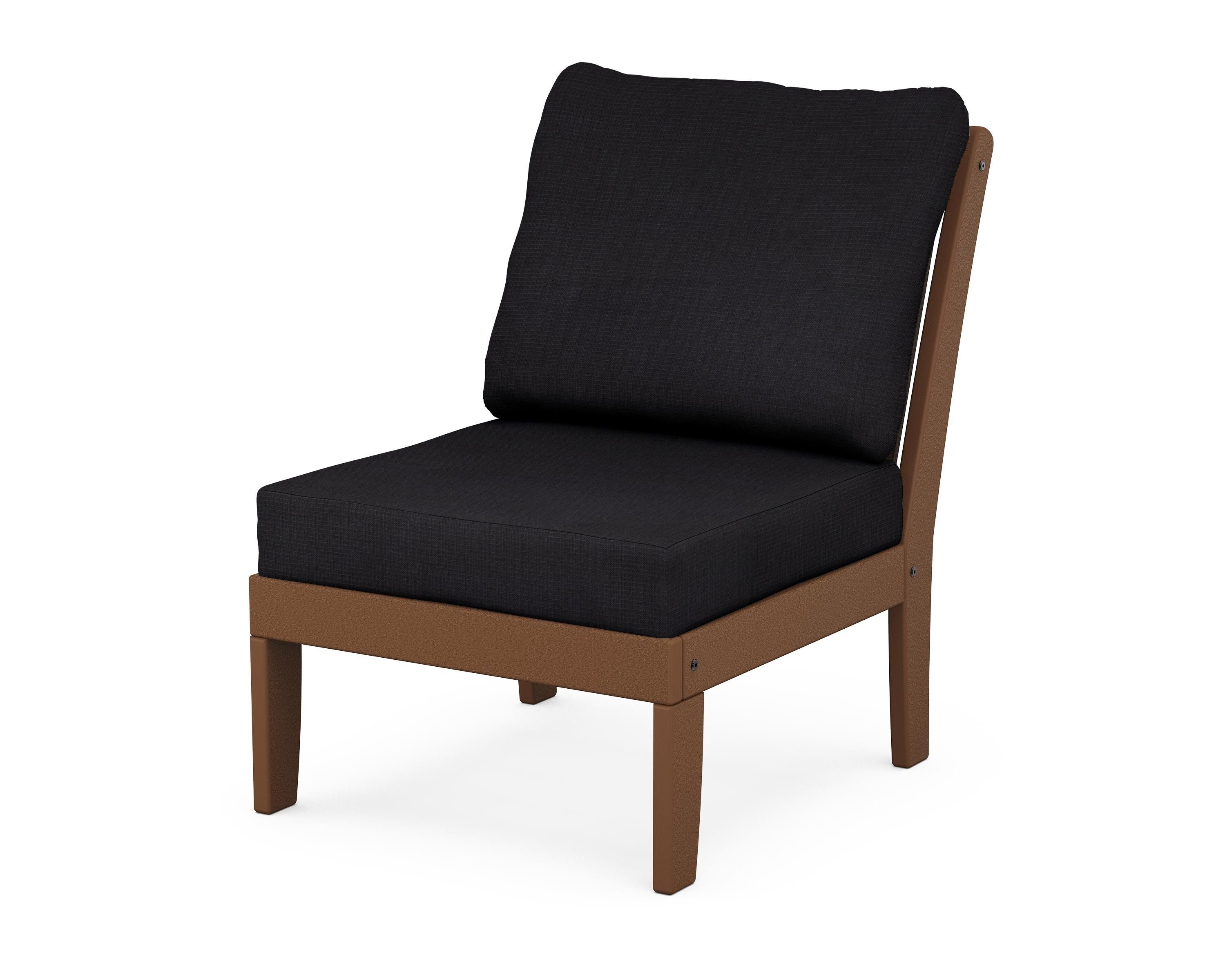 POLYWOOD® Braxton Modular Armless Chair in Teak / Midnight Linen