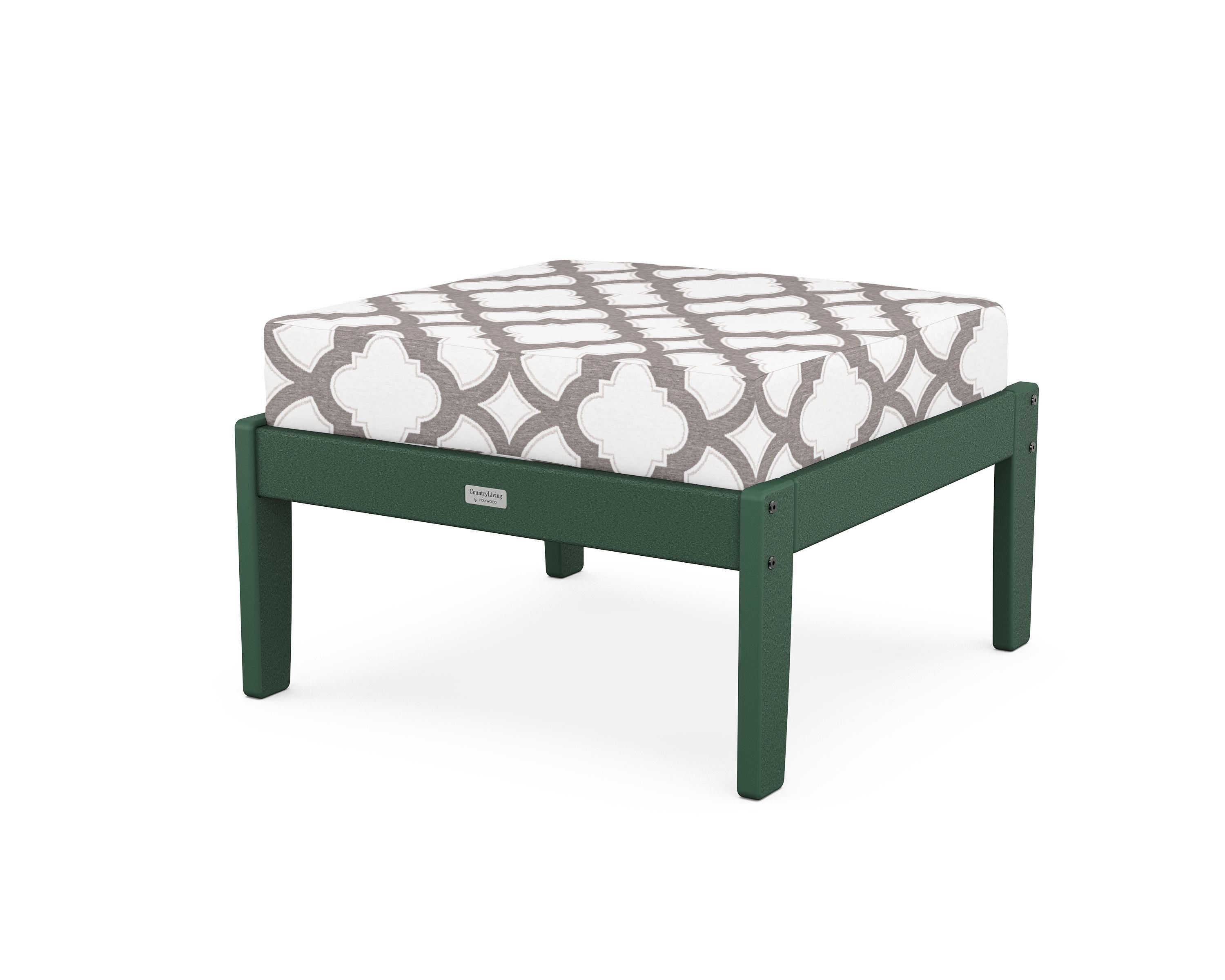 Country Living Cottage Deep Seating Ottoman in Green / Trellis Grey Mist