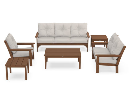POLYWOOD® Vineyard 6-Piece Deep Seating Set in Teak / Cast Ash