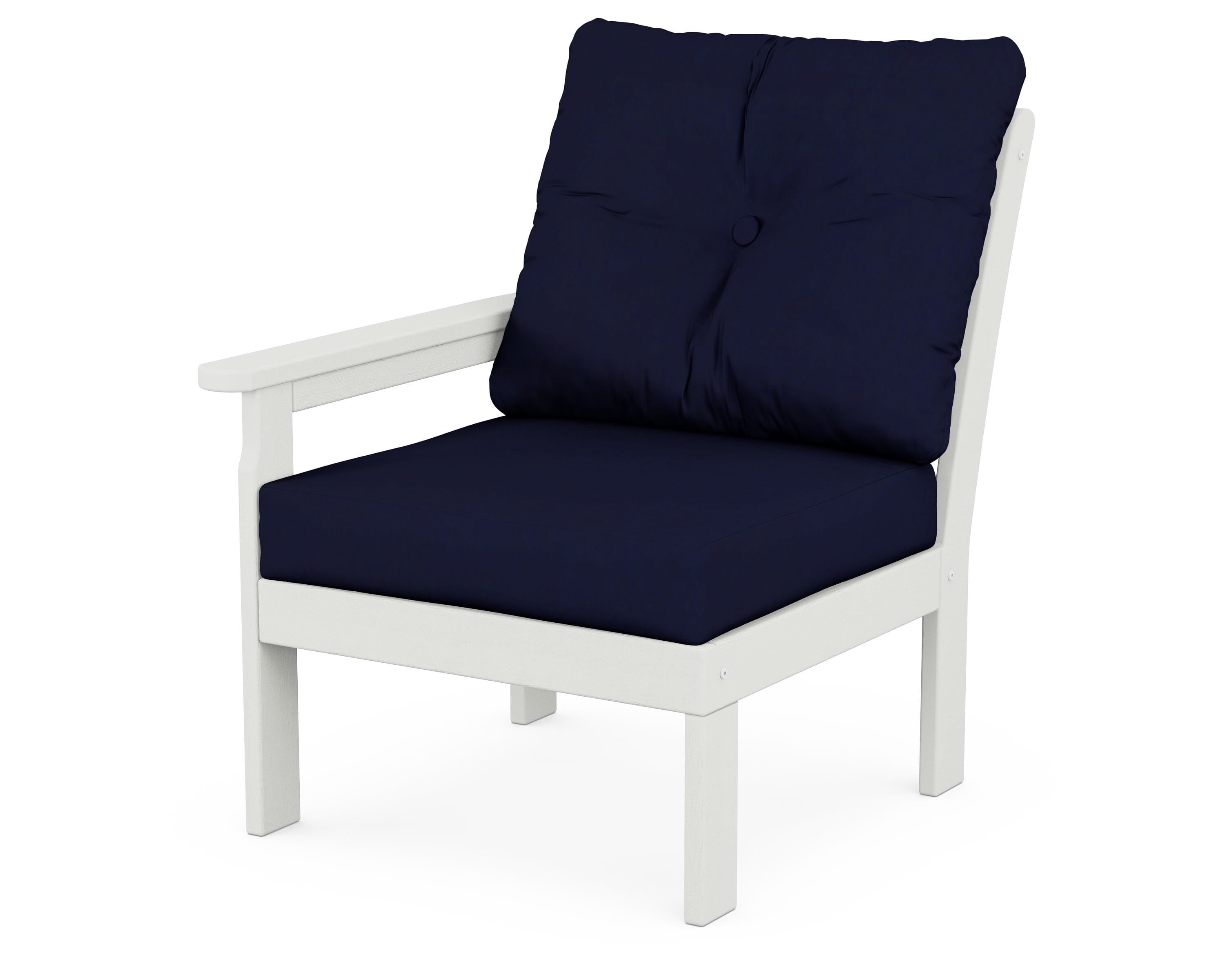 POLYWOOD® Vineyard Modular Left Arm Chair in Vintage White / Navy