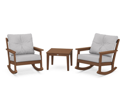 POLYWOOD® Vineyard 3-Piece Deep Seating Rocker Set in Teak / Granite