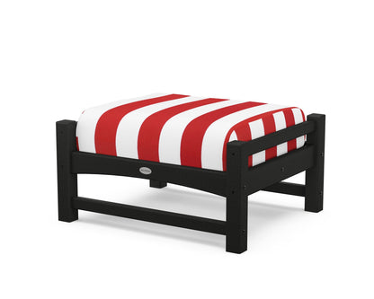 POLYWOOD® Club Ottoman in Black / Cabana Stripe Crimson