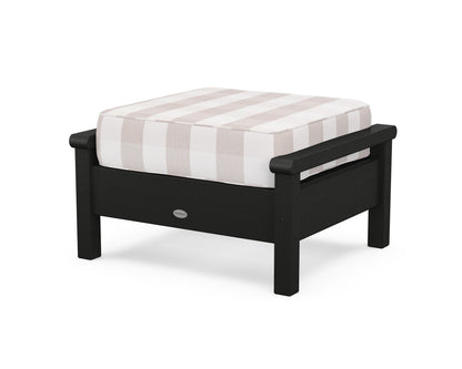 POLYWOOD® Harbour Deep Seating Ottoman in Black / Buffalo Plaid Dune Burlap
