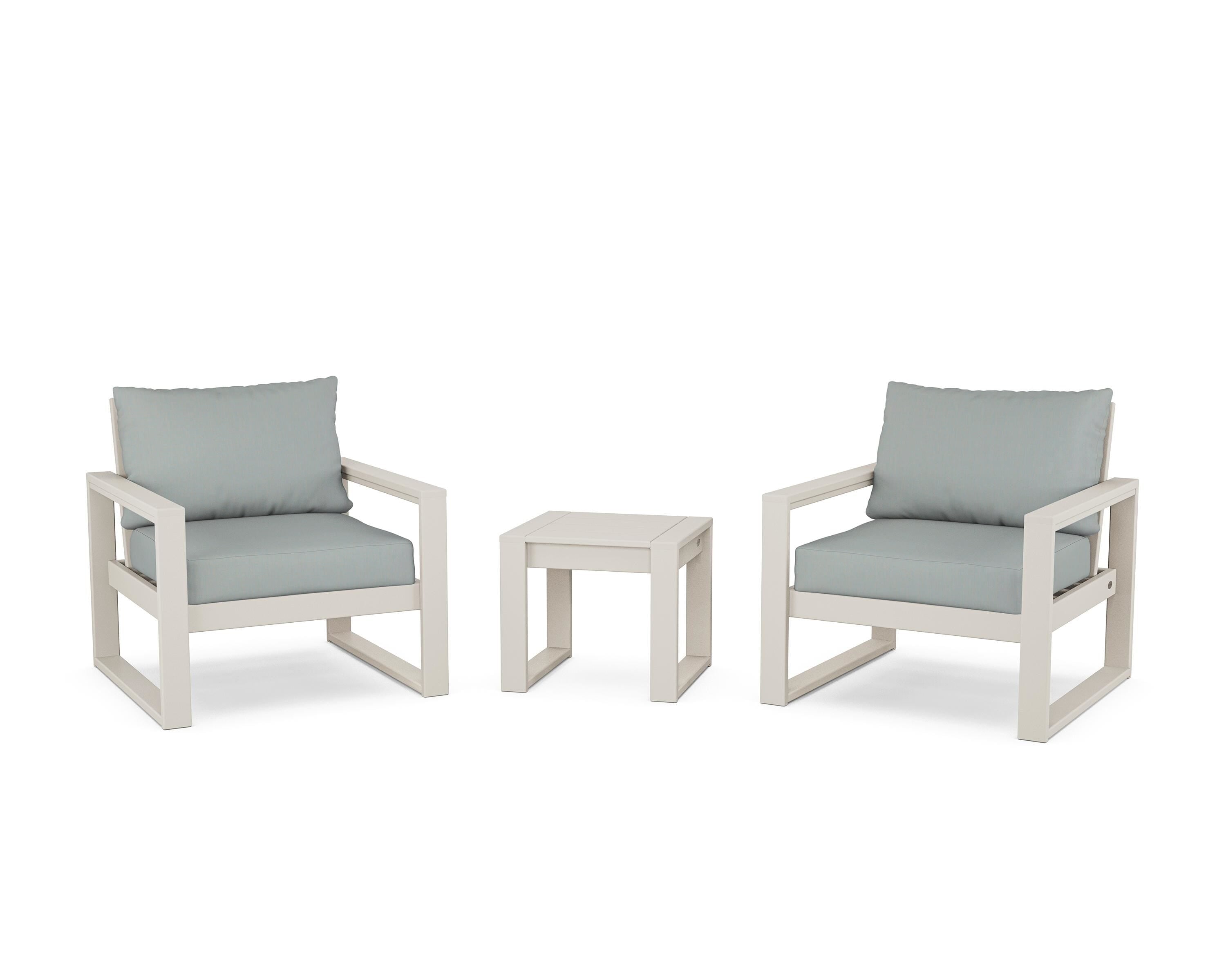 POLYWOOD® EDGE Sectional 3-Piece Deep Seating Set in Sand / Spa