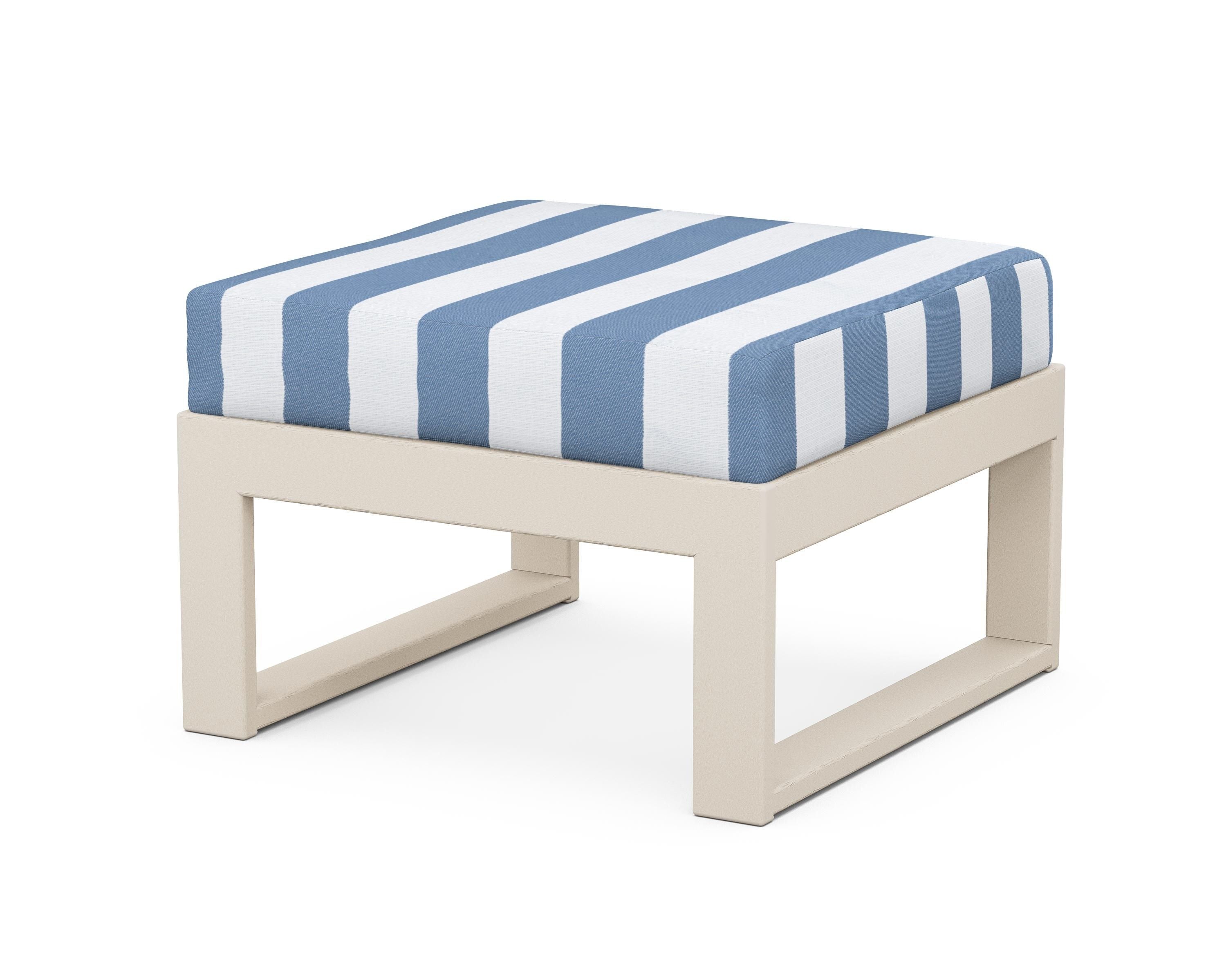 Unbranded Modular Ottoman - Modern in Sand / Cabana Stripe Sky Blue