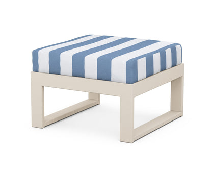 Unbranded Modular Ottoman - Modern in Sand / Cabana Stripe Sky Blue