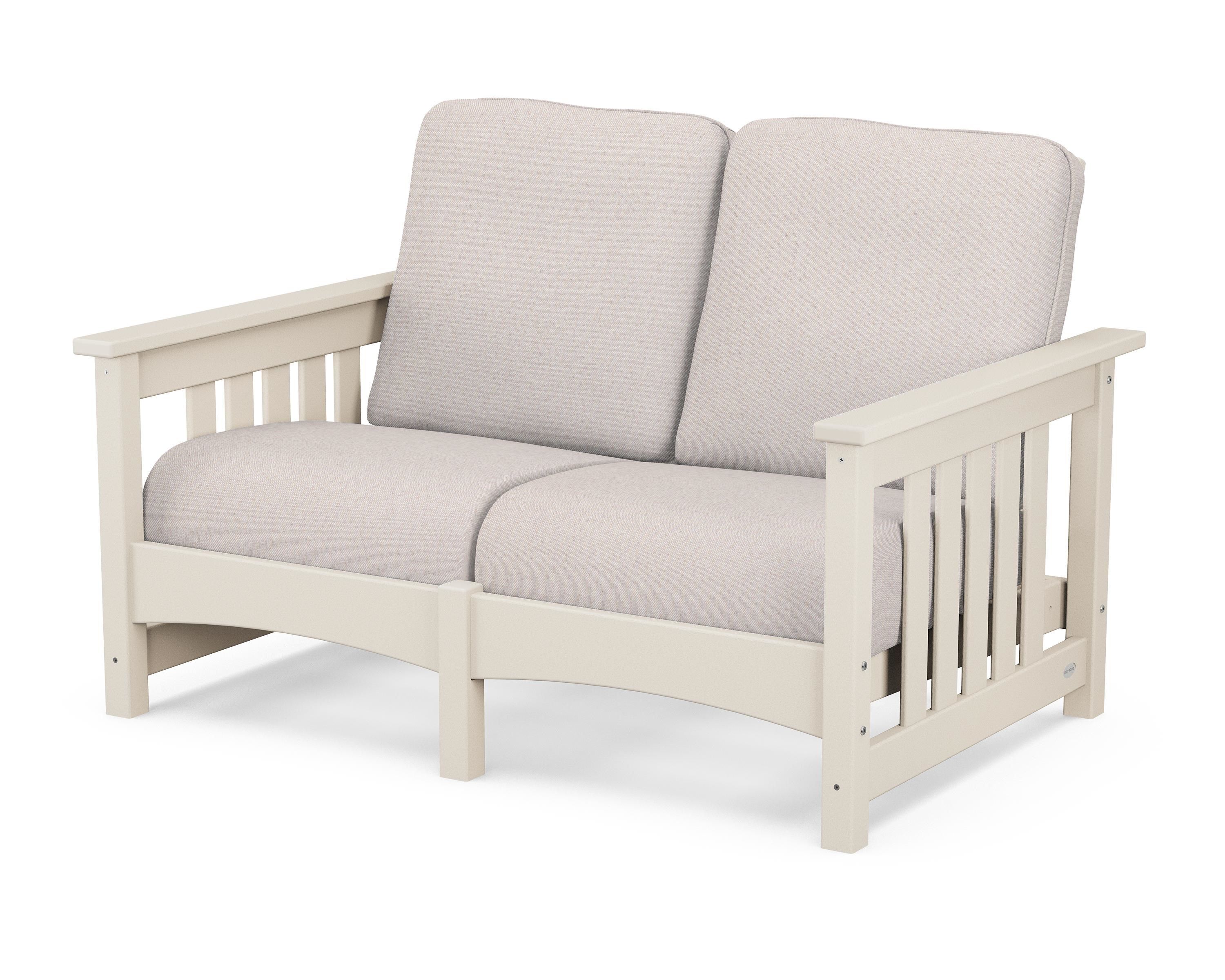 POLYWOOD® Club Mission Loveseat in Sand / Dune Burlap