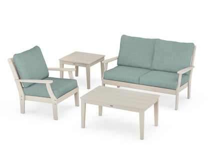 POLYWOOD® Braxton 4-Piece Deep Seating Set in Sand / Glacier Spa