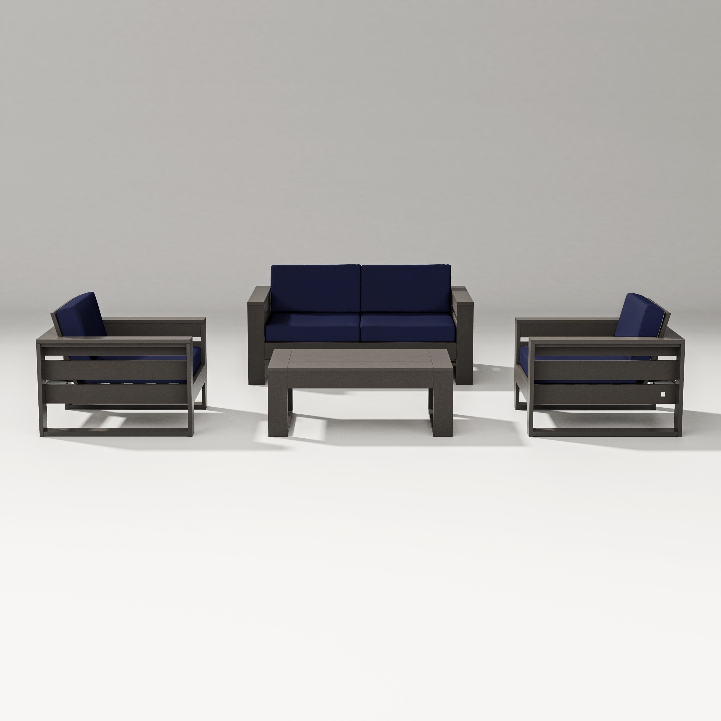 PW Designer Series Latitude 4-Piece Lounge Loveseat Set in Vintage Coffee / Navy