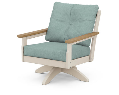 POLYWOOD® Vineyard Deep Seating Swivel Chair in Sand / Natural / Glacier Spa