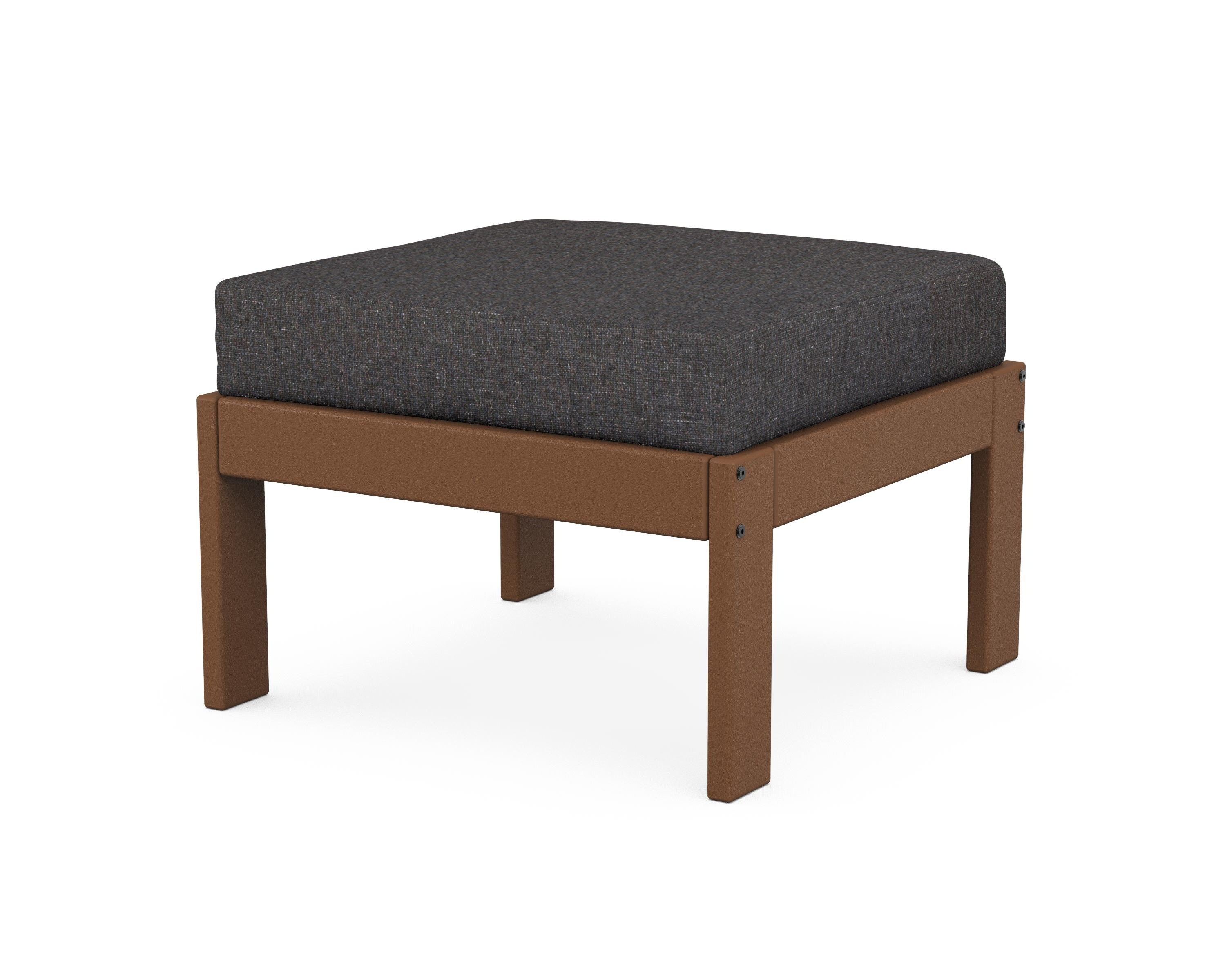 POLYWOOD® Vineyard Modular Ottoman in Teak / Ash Charcoal