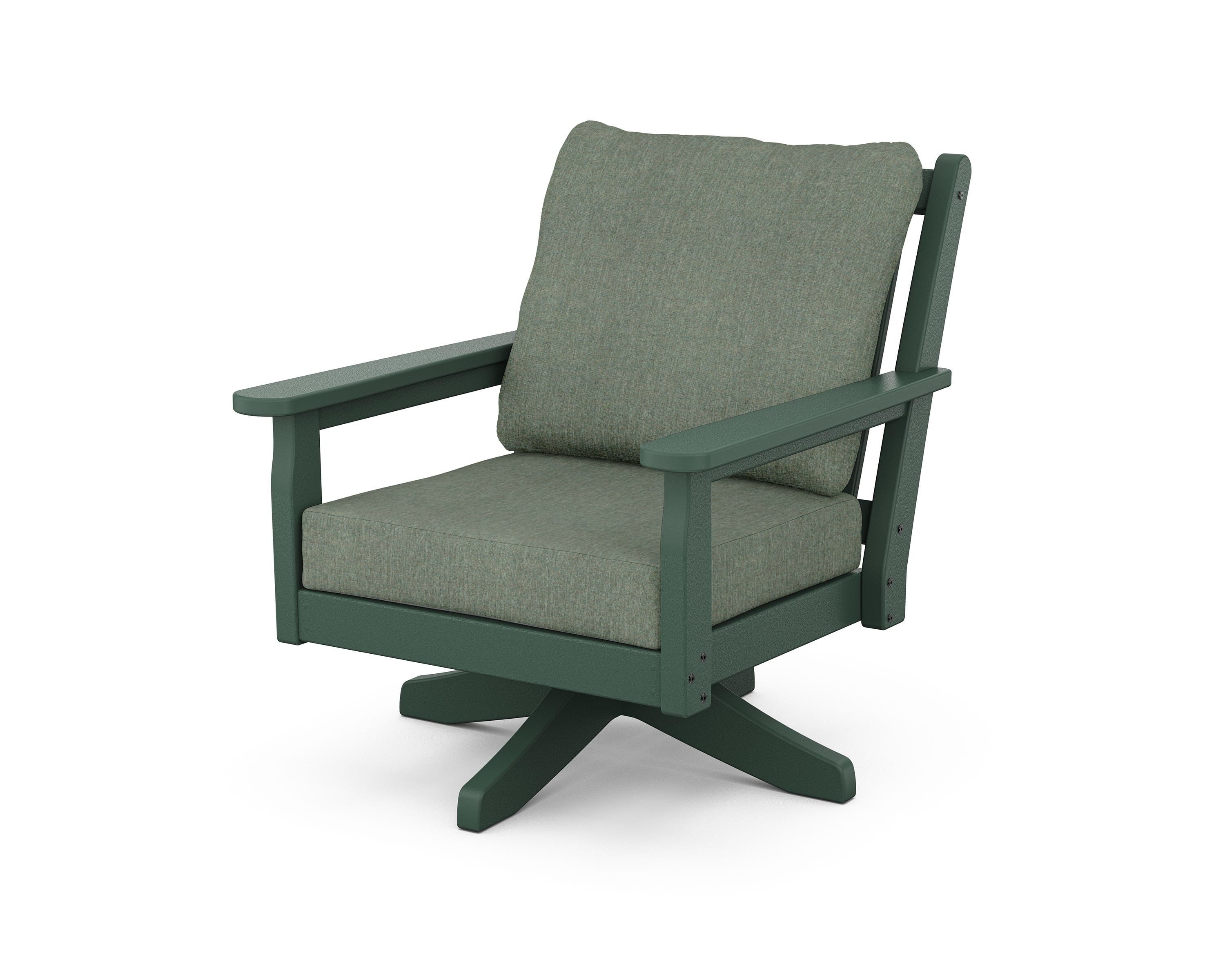 POLYWOOD® Chippendale Deep Seating Swivel Chair in Green / Cast Sage