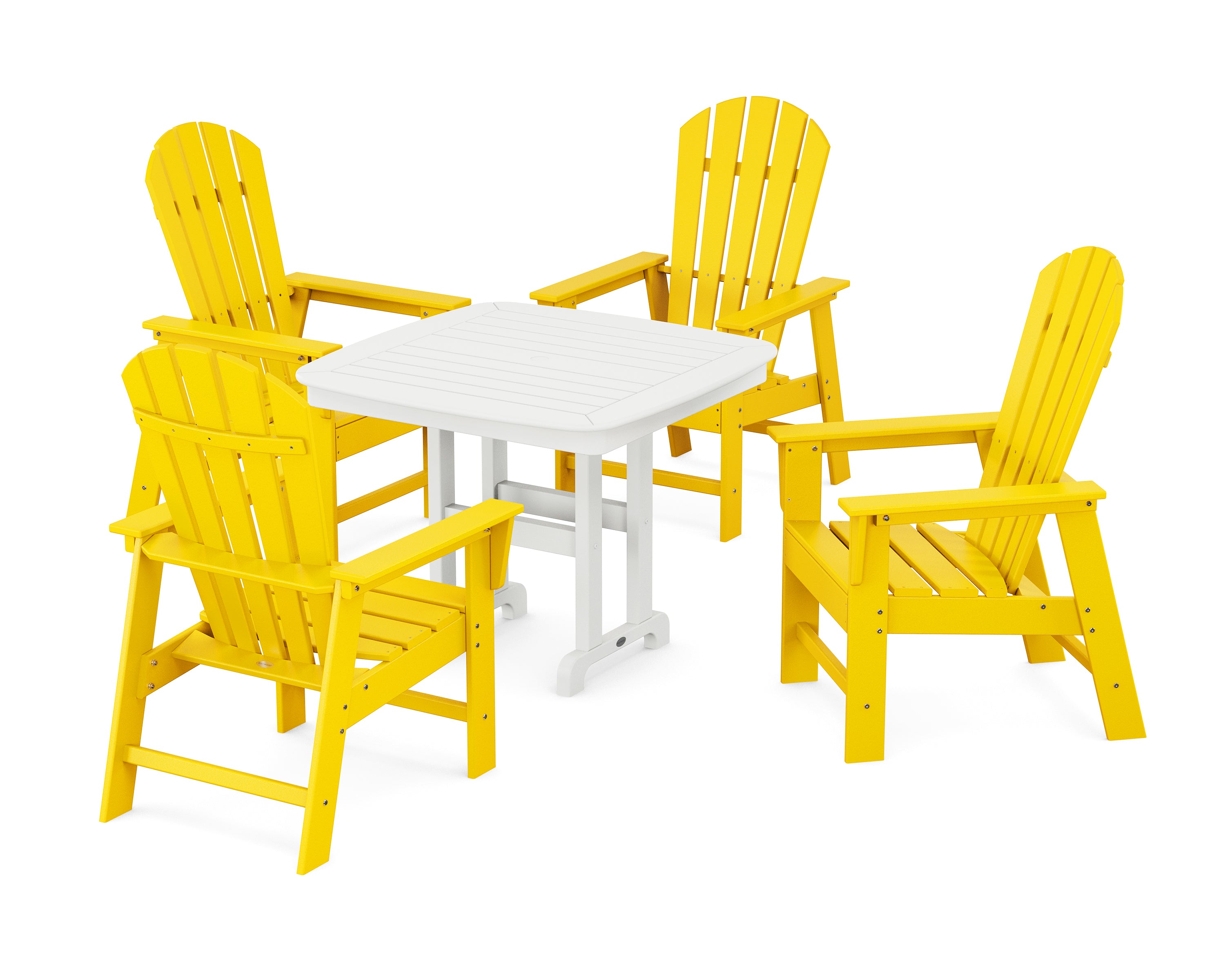 POLYWOOD® South Beach 5-Piece Farmhouse Dining Set in Lemon / White
