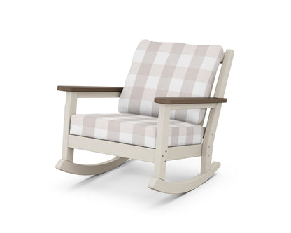 POLYWOOD® Chippendale Deep Seating Rocking Chair in Sand / Kona / Buffalo Plaid Dune Burlap