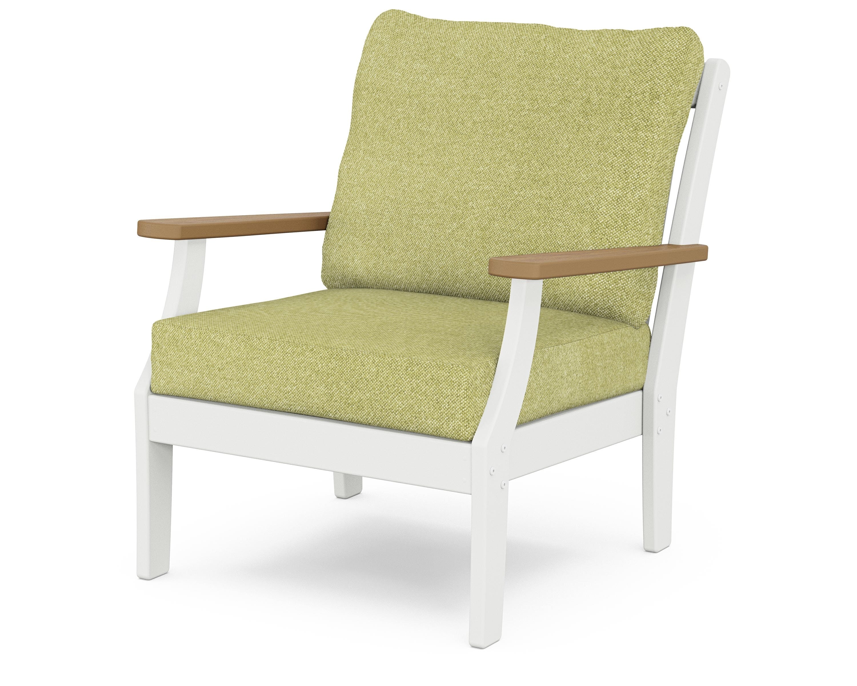 POLYWOOD® Braxton Deep Seating Chair in White / Natural / Chartreuse Boucle