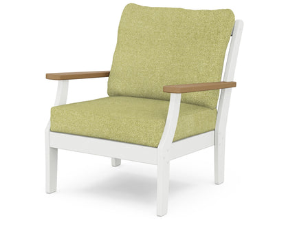 POLYWOOD® Braxton Deep Seating Chair in White / Natural / Chartreuse Boucle