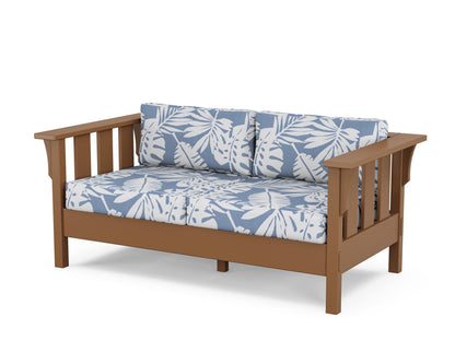 Martha Stewart by POLYWOOD® Acadia Deep Seating Loveseat in Teak / Leaf Sky Blue