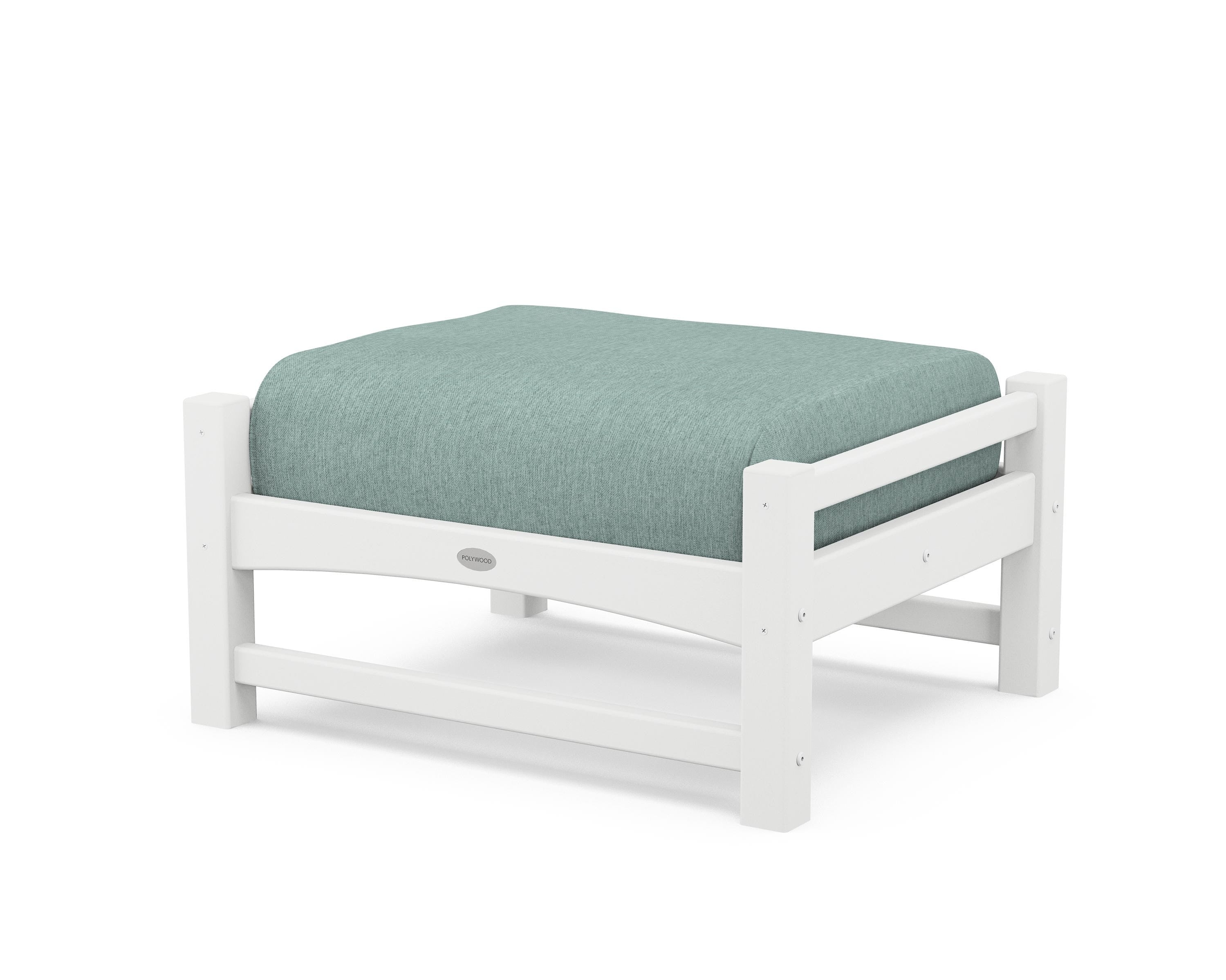 POLYWOOD® Club Ottoman in White / Glacier Spa