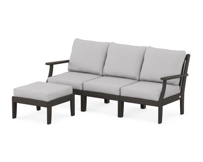 POLYWOOD® Braxton Modular 4-Piece Deep Seating Set with Ottoman in Vintage Coffee / Granite
