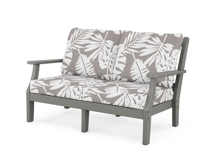 Martha Stewart by POLYWOOD® Chinoiserie Deep Seating Loveseat in Slate Grey / Leaf Grey Mist