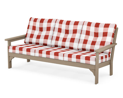 POLYWOOD® Vineyard Deep Seating Sofa in Vintage Sahara / Buffalo Plaid Crimson