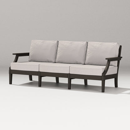 PW Designer Series Estate Sofa in Vintage Coffee / Dune Burlap