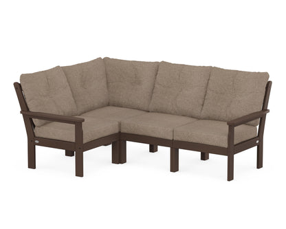 POLYWOOD® Vineyard 4-Piece Sectional in Mahogany / Spiced Burlap