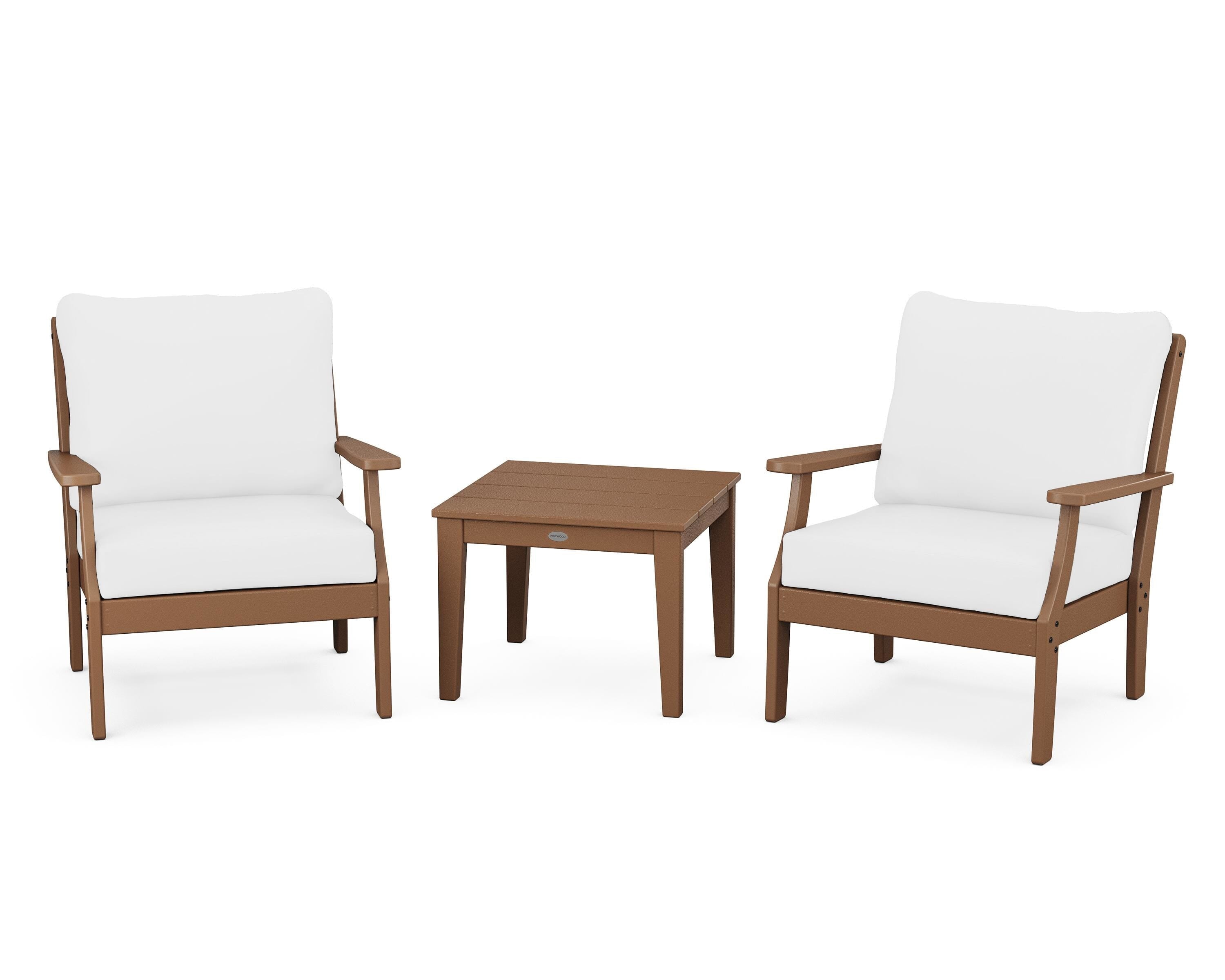 POLYWOOD® Braxton 3-Piece Deep Seating Set in Teak / Natural