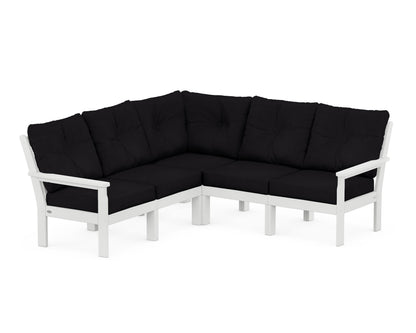 POLYWOOD® Vineyard 5-Piece Sectional in White / Midnight Linen