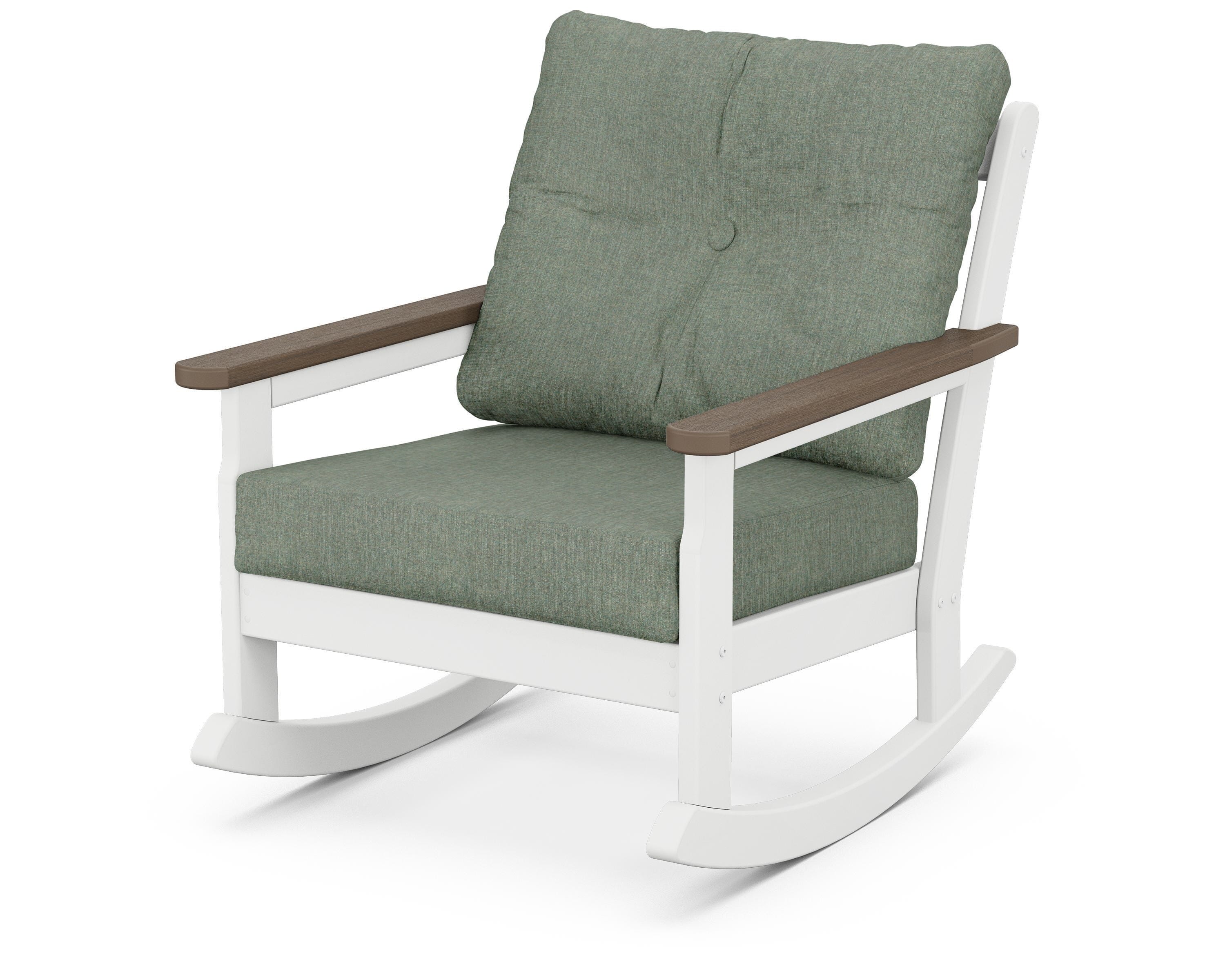 POLYWOOD® Vineyard Deep Seating Rocking Chair in White / Kona / Cast Sage
