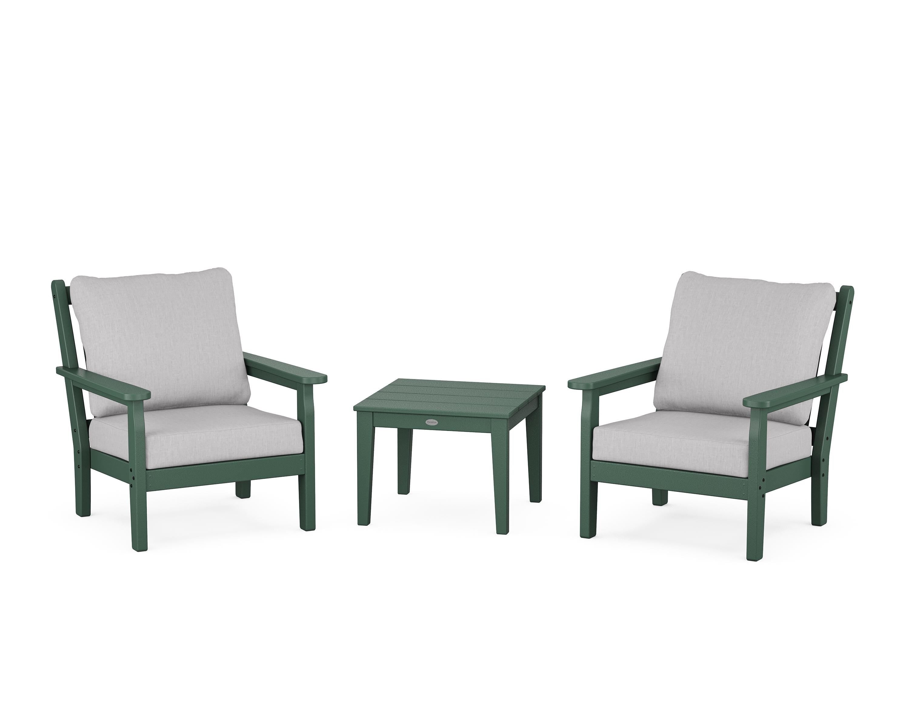 POLYWOOD® Chippendale 3-Piece Deep Seating Set in Green / Granite
