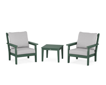 POLYWOOD® Chippendale 3-Piece Deep Seating Set in Green / Granite