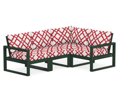 POLYWOOD® EDGE 4-Piece Modular Deep Seating Set in Green / Trellis Crimson