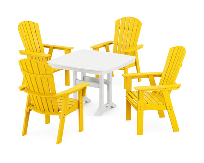 POLYWOOD® Nautical Adirondack 5-Piece Dining Set with Trestle Legs in Lemon / White