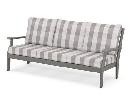 POLYWOOD® Braxton Deep Seating Sofa in Slate Grey / Buffalo Plaid Grey Mist