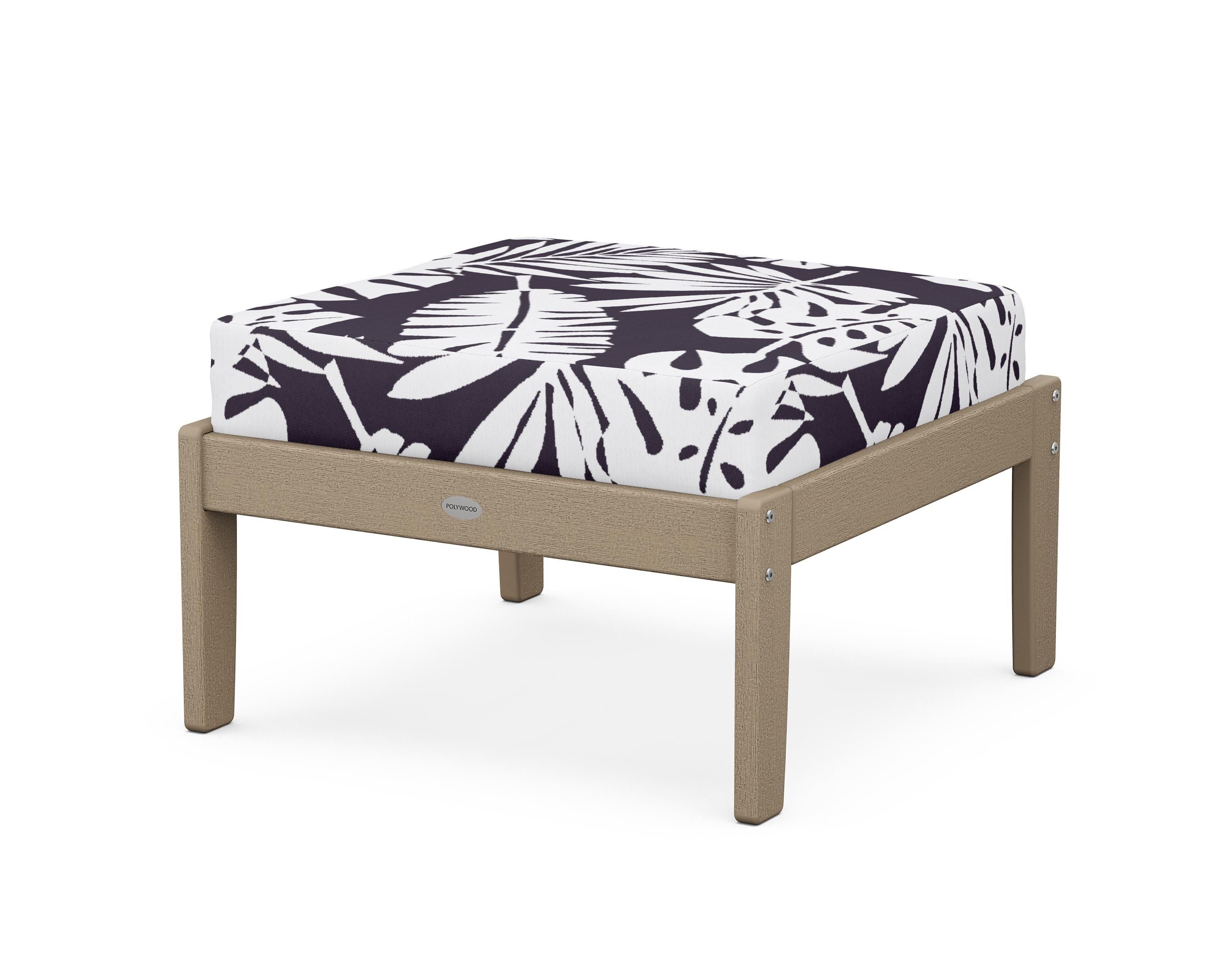POLYWOOD® Braxton Deep Seating Ottoman in Vintage Sahara / Leaf Navy