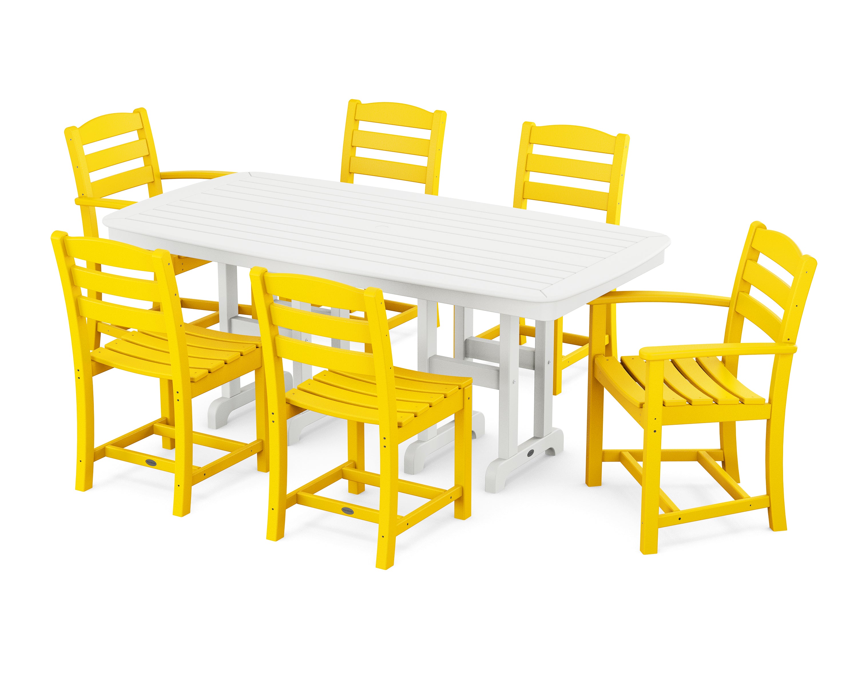 POLYWOOD® La Casa Café 7-Piece Dining Set in Lemon / White